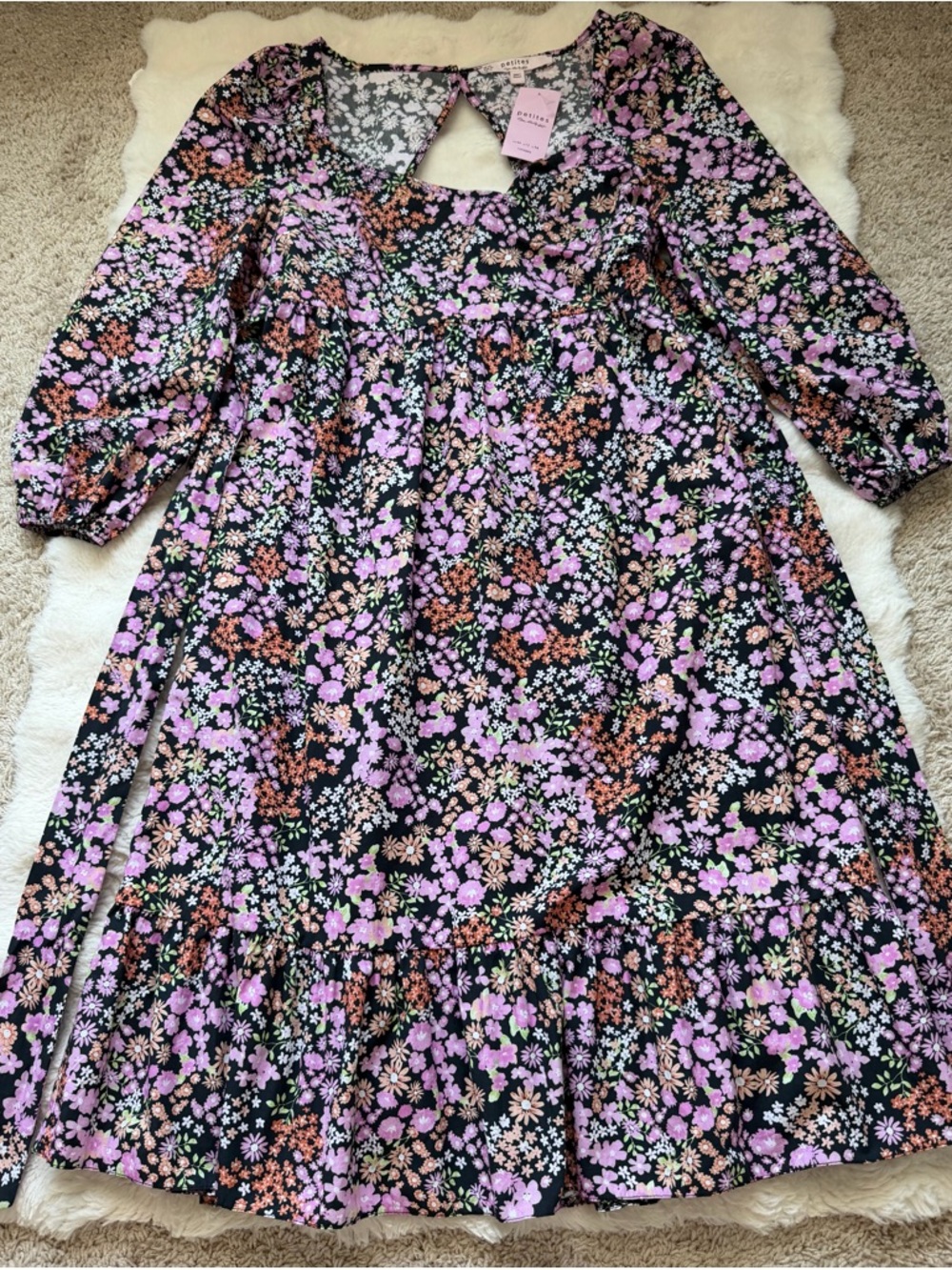 Romantic Miss Selfridge Black Floral Puff-Sleeve Ruffle Hem Cotton Midi Dres-12 - Picture 8 of 16